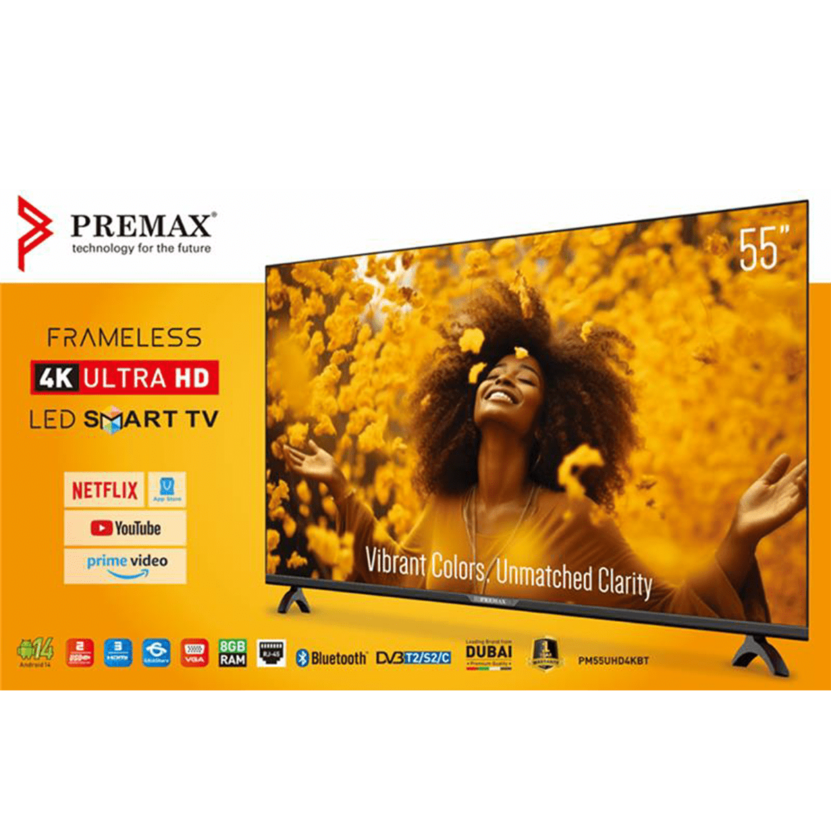 TELEVISION LED PREMAX SMART ANDROID UHD 4K 55 POUCE thumbnail 2