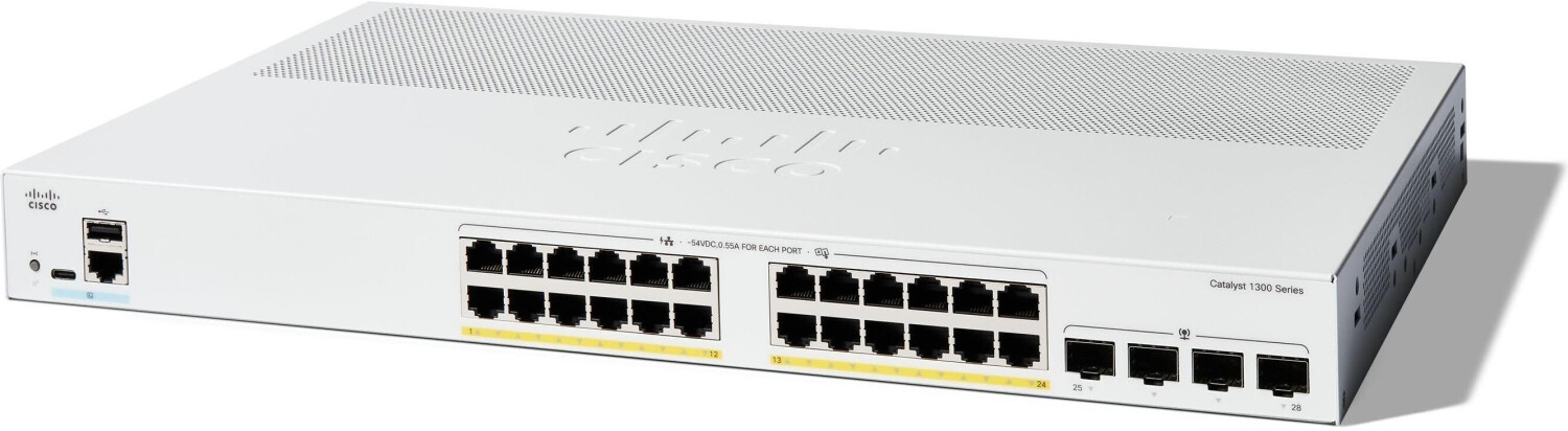 SWITCH CISCO CATALYST MANAGEABLE C1300 24P-4G-E GIGABYT POE 4*1G NETWORK ESSENTIAL